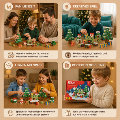 54-teiliges Weihnachts-Magnetbausteinset – Festliches MINT-Konstruktionsspielzeug