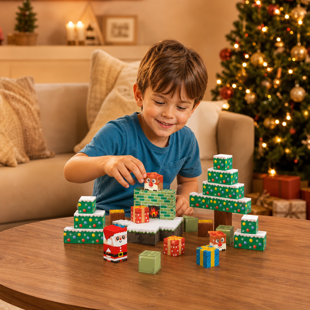 54-teiliges Weihnachts-Magnetbausteinset – Festliches MINT-Konstruktionsspielzeug
