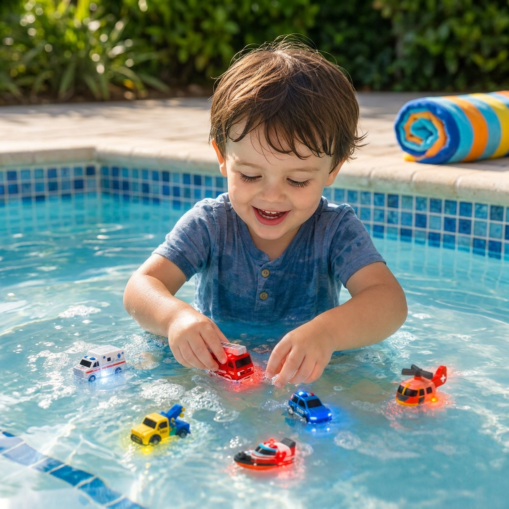 6er-Pack farbwechselnde Badespielzeuge mit Einsatzfahrzeugen für Babys & Kleinkinder