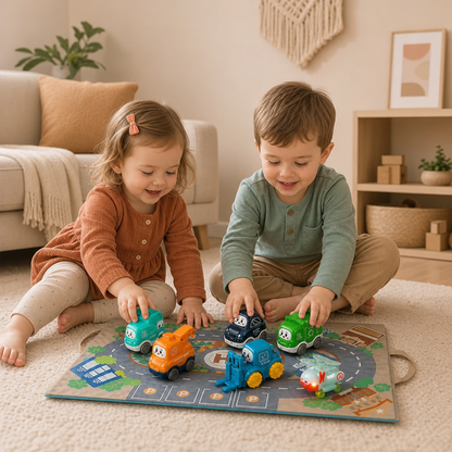 Spielzeug-LKW- & Auto-Set für Kleinkinder mit Spielmatten-Aufbewahrungstasche