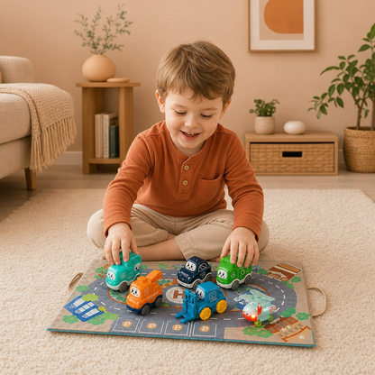 Spielzeug-LKW- & Auto-Set für Kleinkinder mit Spielmatten-Aufbewahrungstasche