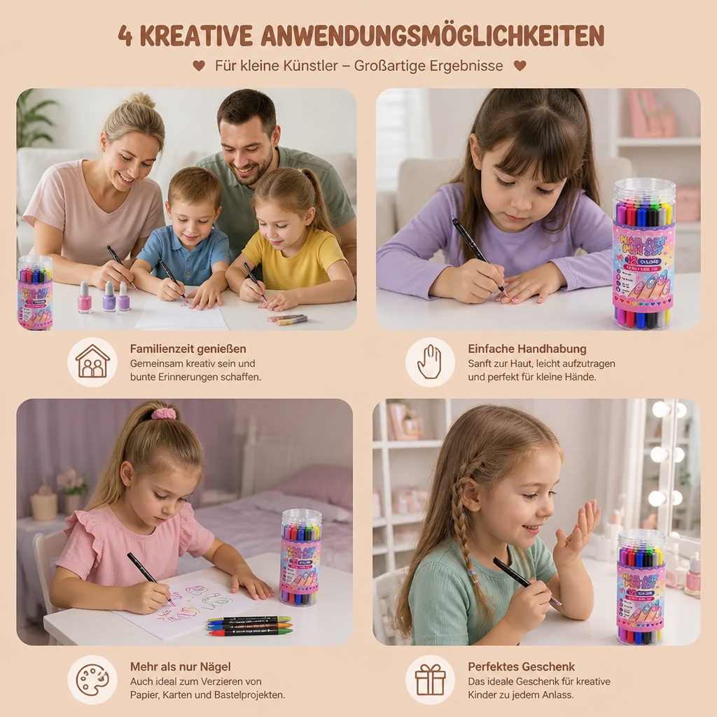 12-Farben-Nail-Art-Stifte-Set mit Doppelspitze – Für feine Details & kreative Designs