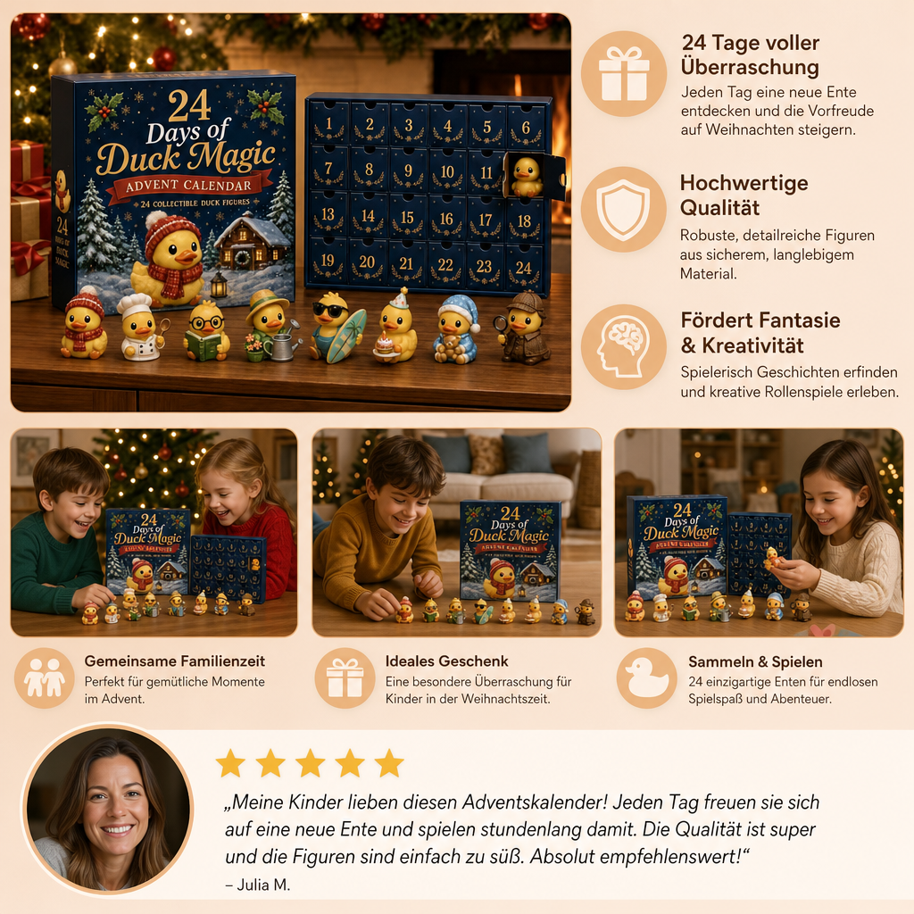 24-Tage-Adventskalender mit magischen Enten und niedlichen Mini-Sammelfiguren