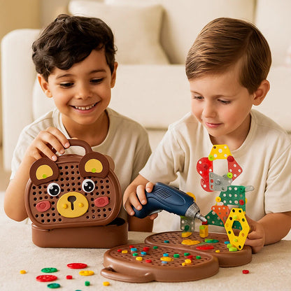 Bohrspielset für Kinder ⎜ Lernwerkzeugkasten mit Elektroschrauber zum Bauen und Rollenspielen