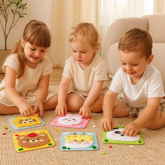 DIY-Bastelset für Kinder zum Thema Tiere ⎜ Kreatives Set zum Selbermachen mit Cartoon-Aufklebern für spielerisches Lernen und Spaß