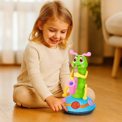 Musikalisches Krabbelspielzeug für Babys ⎜ Sich drehende Raupe mit Licht und Ton