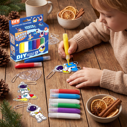 DIY-Weihnachtsanhänger-Bastelset mit kleberfreier Maltechnik für Kinder