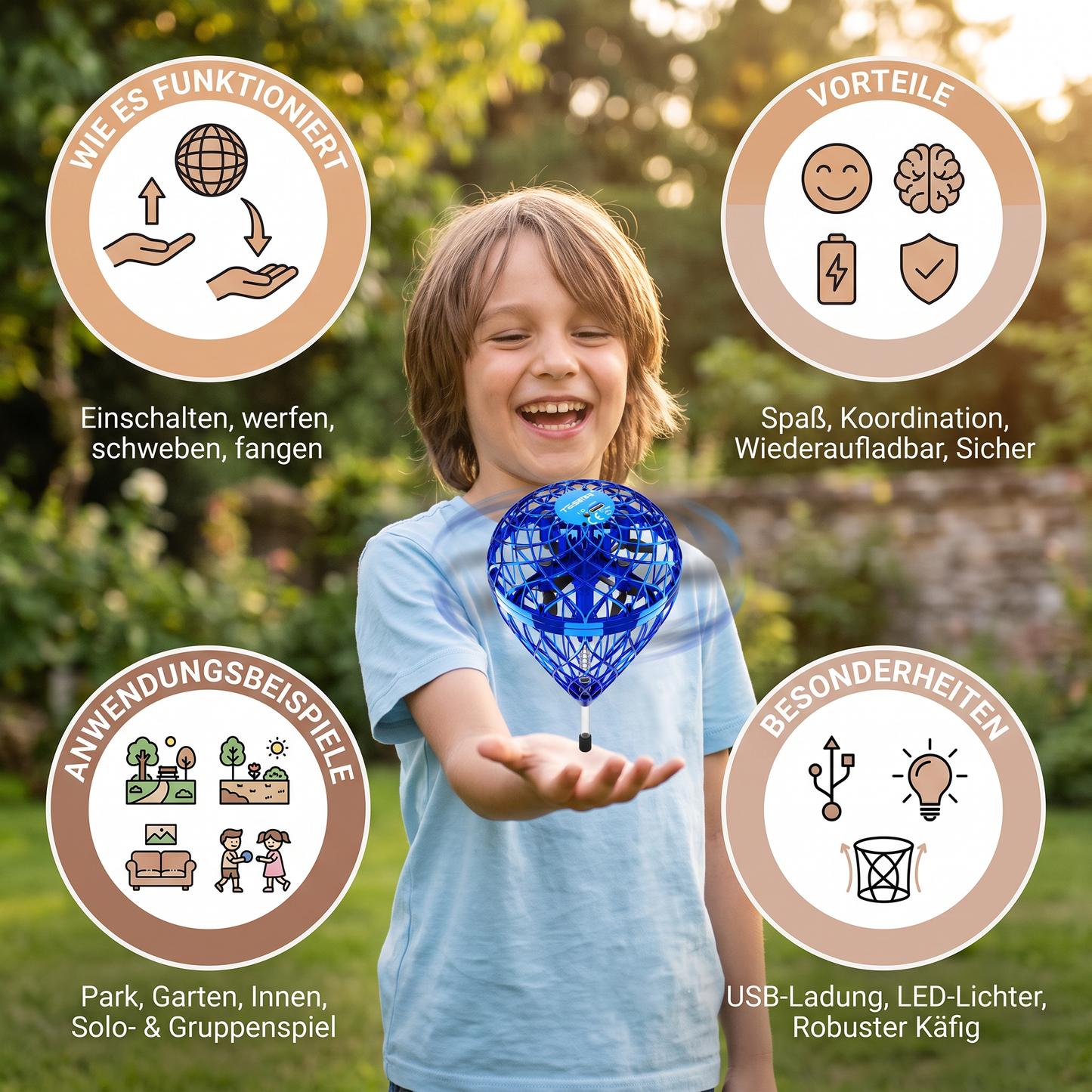 Fliegender Hüpf-Orb-Ball – Magisches Schwebe- & Wurfspielzeug für Kinder