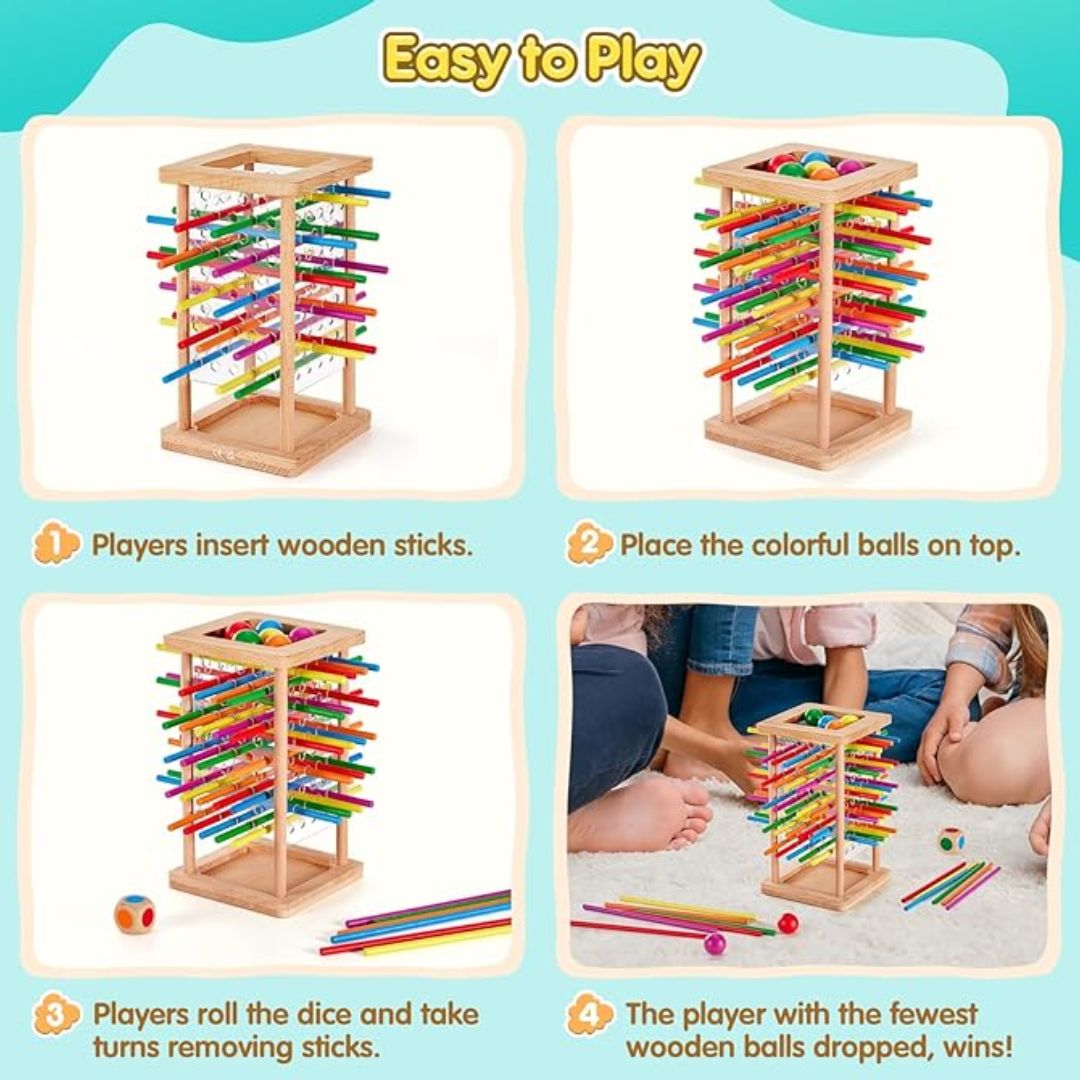 Pädagogisches 3in1 Holz Kugel und Stöckchen Geschicklichkeits Spiel