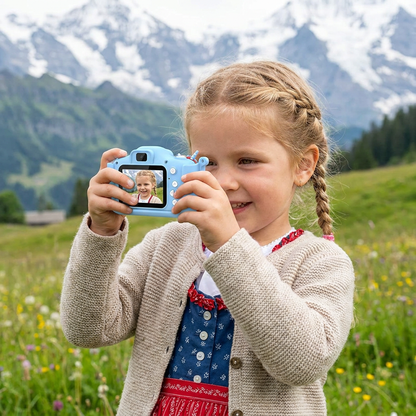Wiederaufladbare Digitalkamera für Kinder mit Selfie-Modus, HD-Video & Silikonhülle