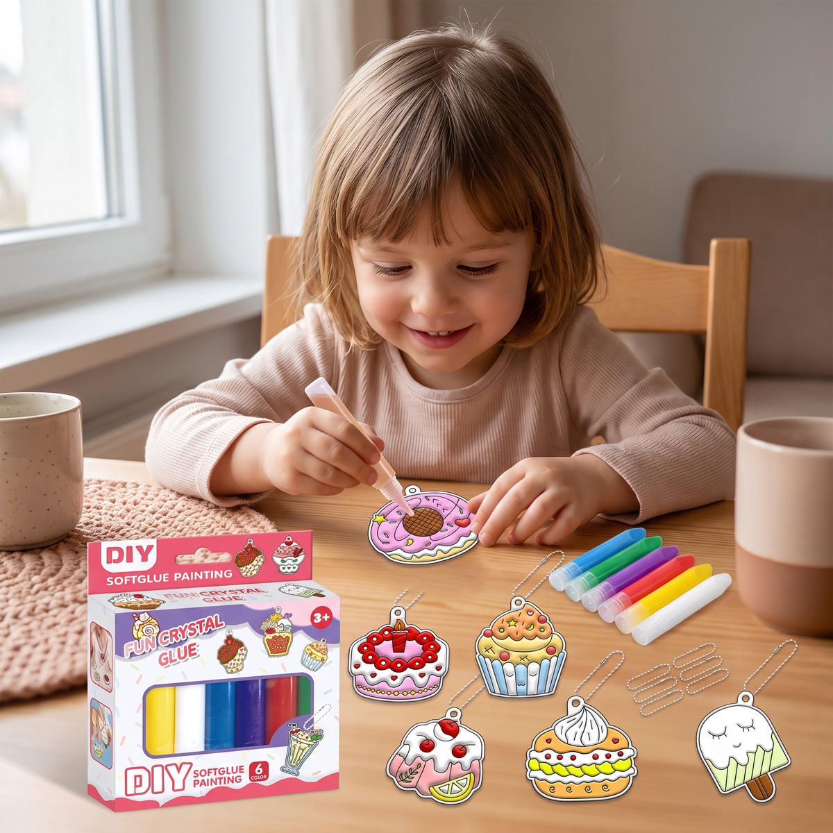 DIY-Weihnachtsanhänger-Bastelset mit kleberfreier Maltechnik für Kinder