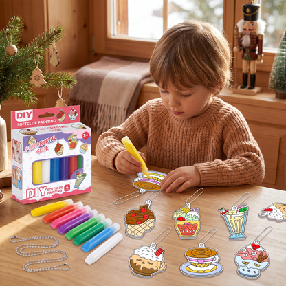 DIY-Weihnachtsanhänger-Bastelset mit kleberfreier Maltechnik für Kinder