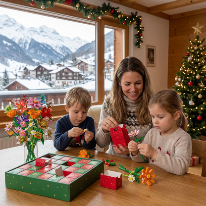 Weihnachts-Blumenstrauß-Baustein-Adventskalender