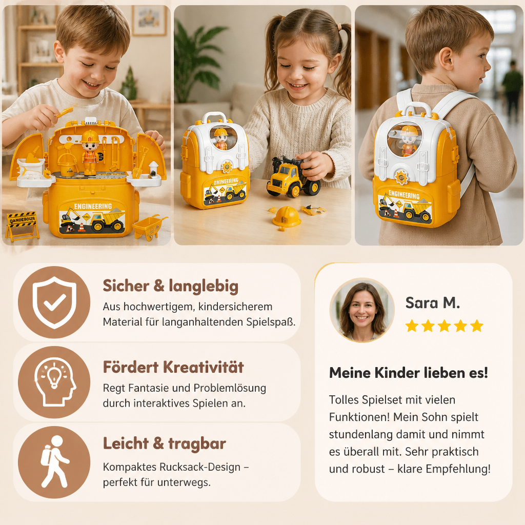 3-in-1 Rucksack-Spielset für unterwegs