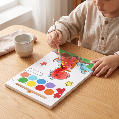 Aquarell-Malbuch mit Pinsel – Sauberer Malspaß nur mit Wasser