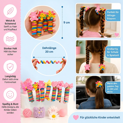 Süßes Spiral-Haargummi-Set für Kinder
