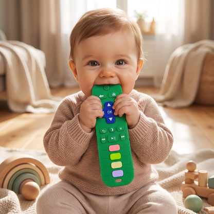 Baby-Beißring in Fernbedienungsform aus Silikon – BPA-freies sensorisches Kauspielzeug