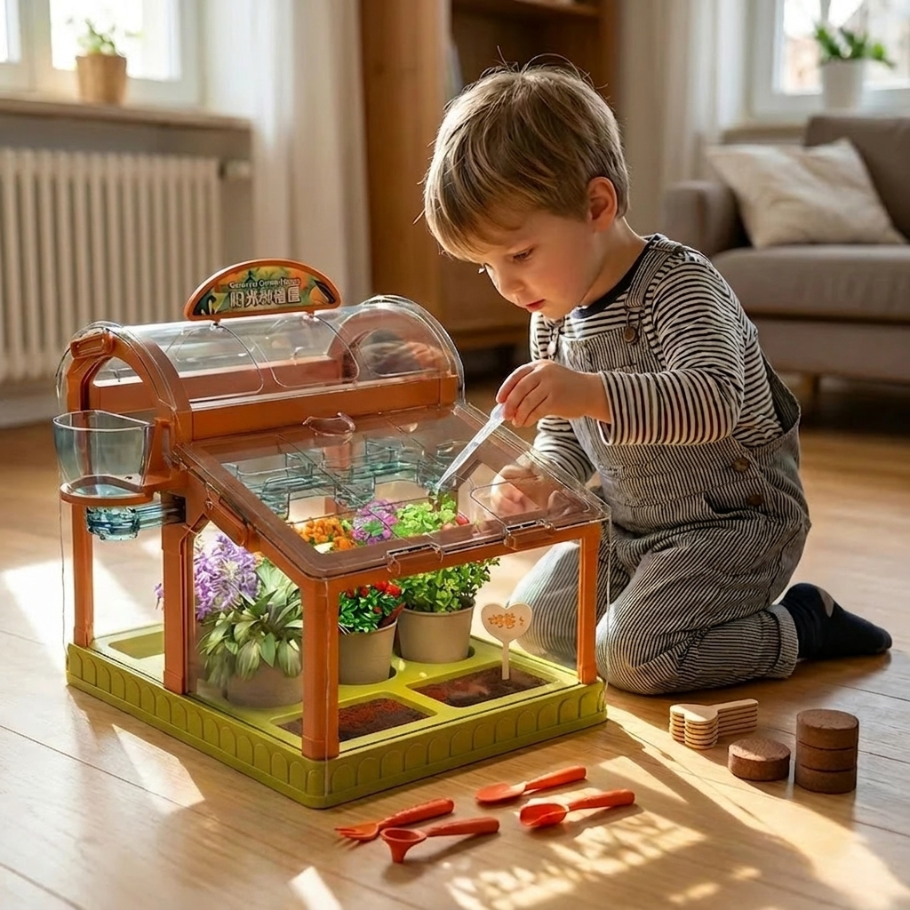 LED Kinder-Gewächshaus aus Acryl – Indoor Pflanzset für spielerisches Lernen & Pflanzenzucht