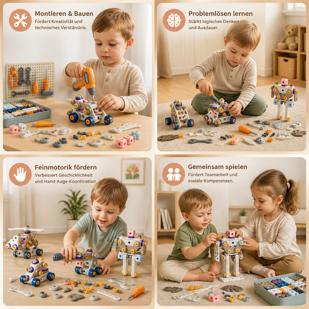 DIY-Werkzeugset für Kinder mit elektrischem Bohrer – MINT-Bauset