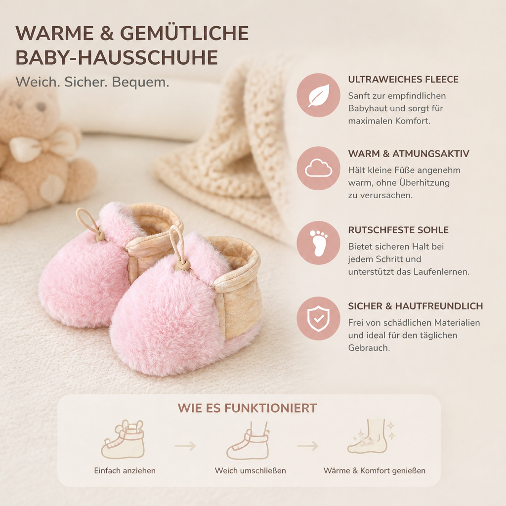 Warme & gemütliche Baby-Booties aus Baumwolle mit Fleecefutter und weichen Sohlen