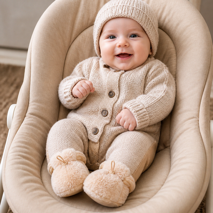 Warme & gemütliche Baby-Booties aus Baumwolle mit Fleecefutter und weichen Sohlen