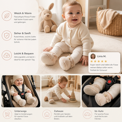 Warme & gemütliche Baby-Booties aus Baumwolle mit Fleecefutter und weichen Sohlen