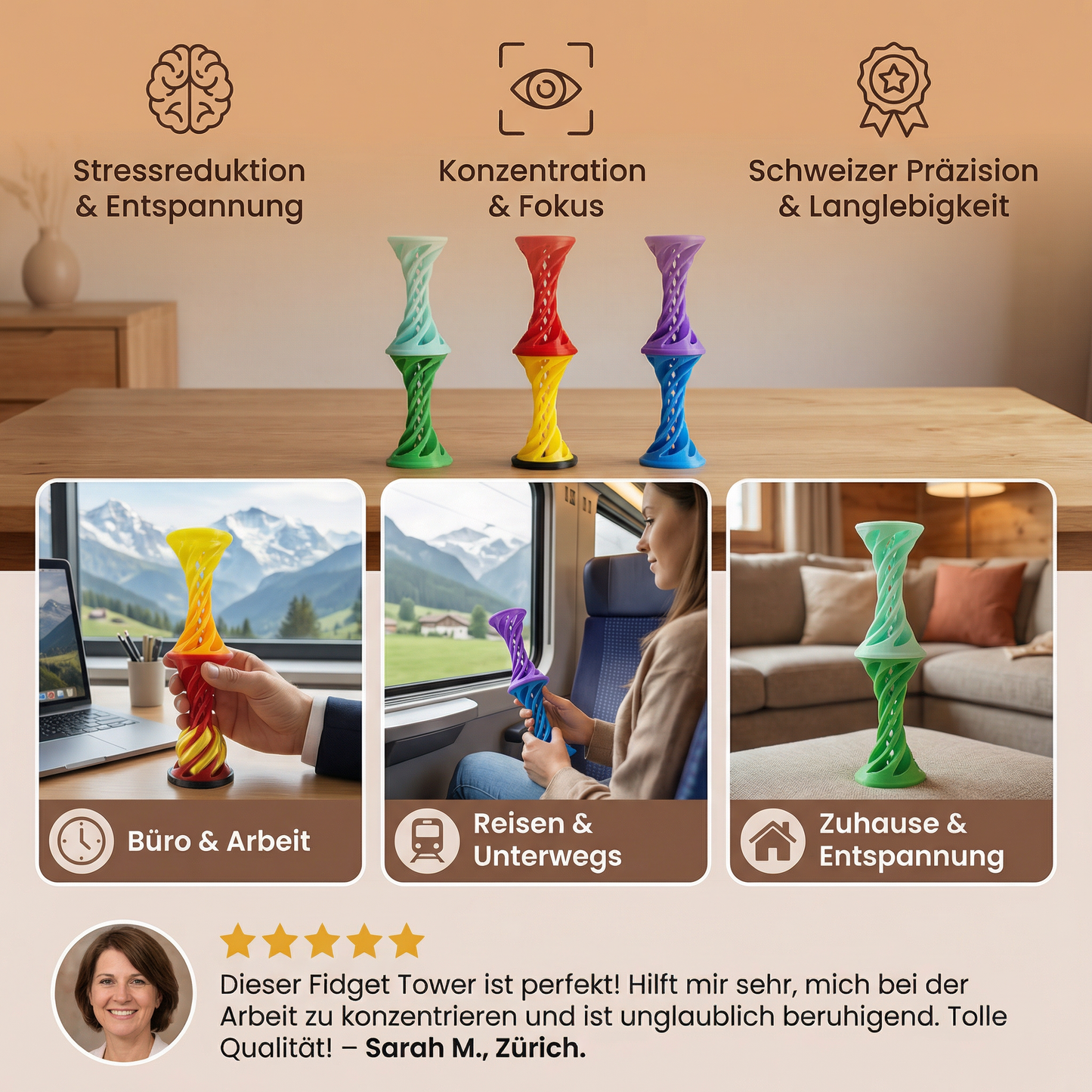3D Spiral Fidget Toy – Driiwbare Anti-Stress Schreibtischspielzüg