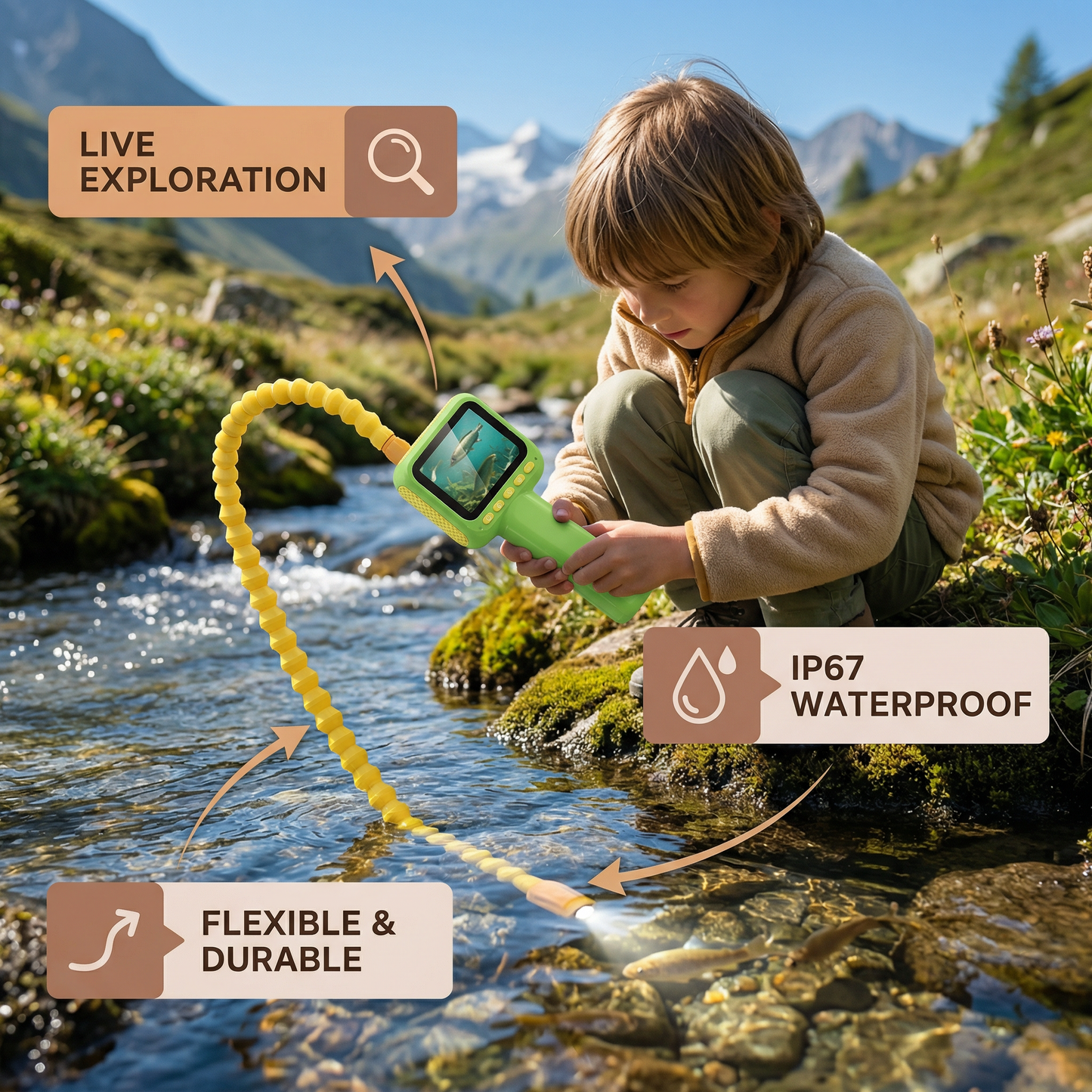 Chind Entdecker Kamera – Unterwasser & Natur Entdeckungs-Spielzeug mit Licht & Display