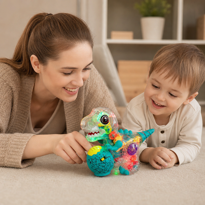 Interaktives leuchtendes Zahnrad-Dinosaurier-Spielzeug mit Musik & Laufbewegung