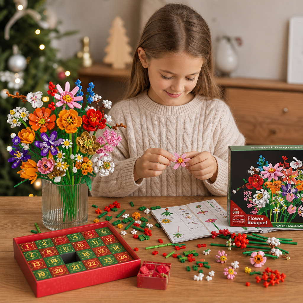 Weihnachts-Blumenstrauß-Baustein-Adventskalender