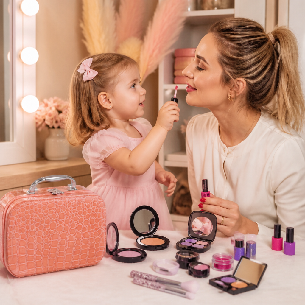 Make-up-Spielset für Mädchen – Sicheres Kinder-Kosmetikset mit praktischer Tasche