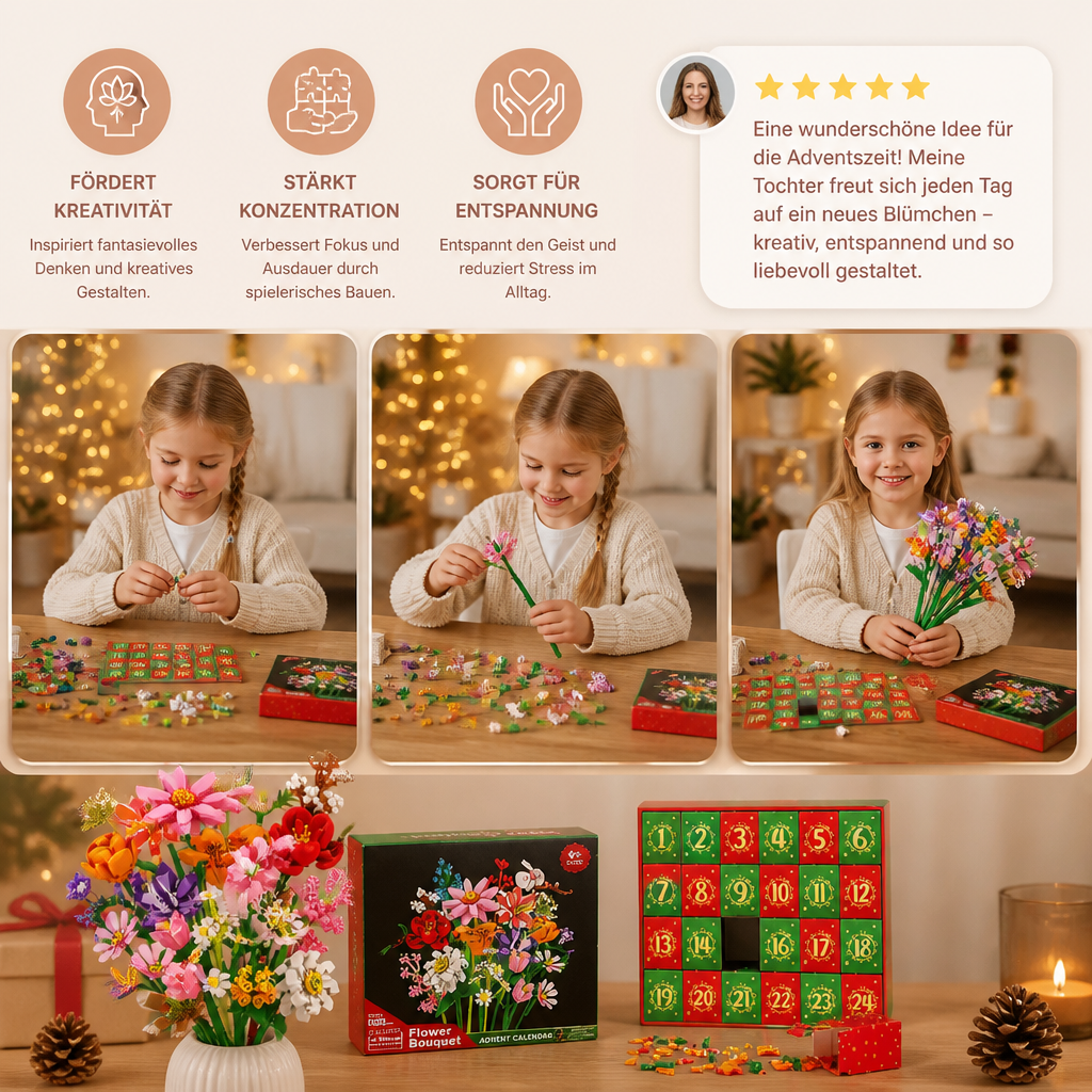 Weihnachts-Blumenstrauß-Baustein-Adventskalender