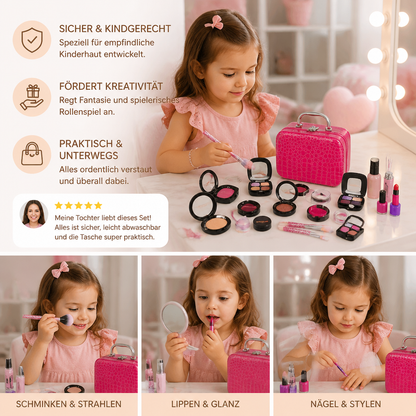 Make-up-Spielset für Mädchen – Sicheres Kinder-Kosmetikset mit praktischer Tasche
