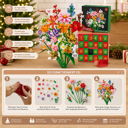 Weihnachts-Blumenstrauß-Baustein-Adventskalender