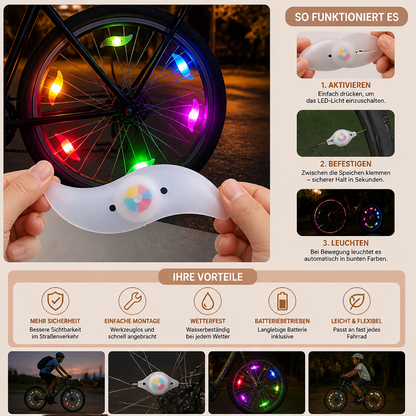 Bunte LED-Speichenlichter fürs Fahrrad