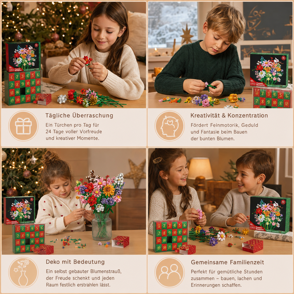 Weihnachts-Blumenstrauß-Baustein-Adventskalender