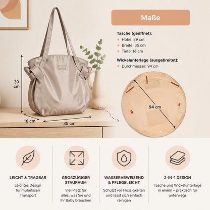 2-in-1 Faltbare Wickeltasche & Wickelunterlage – Leichte, geräumige Reisetasche für Mütter