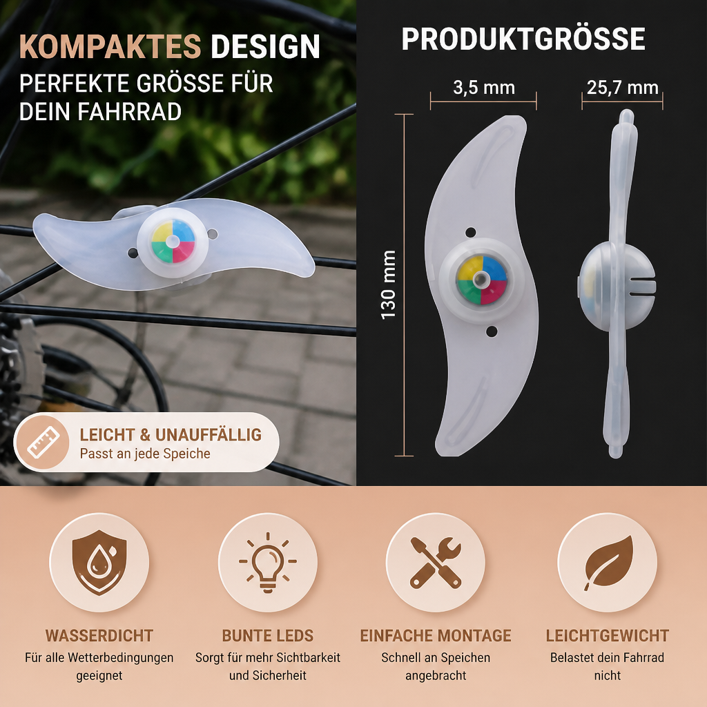 Bunte LED-Speichenlichter fürs Fahrrad