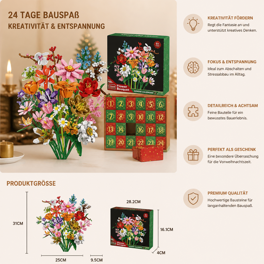 Weihnachts-Blumenstrauß-Baustein-Adventskalender