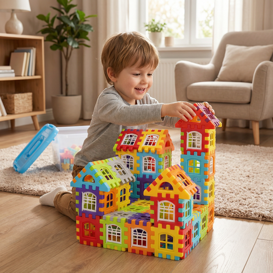 Bausteinset für Kinder ⎜ Kreatives Konstruktionsspielzeug mit Fenstern