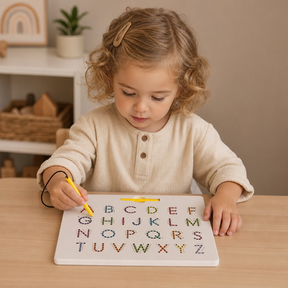 2-in-1 Magnetische Buchstaben-Nachfahrtafel zum Üben von Groß- & Kleinbuchstaben