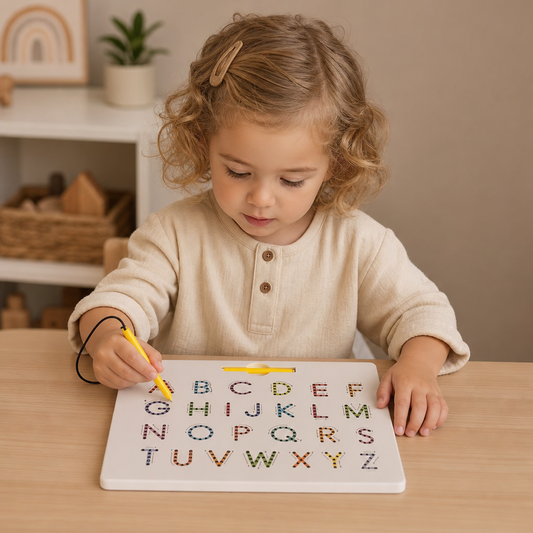 2-in-1 Magnetische Buchstaben-Nachfahrtafel zum Üben von Groß- & Kleinbuchstaben