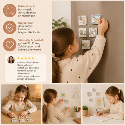 Klare magnetische Acryl-Fotorahmen mit selbstklebender Rückseite 5er Set