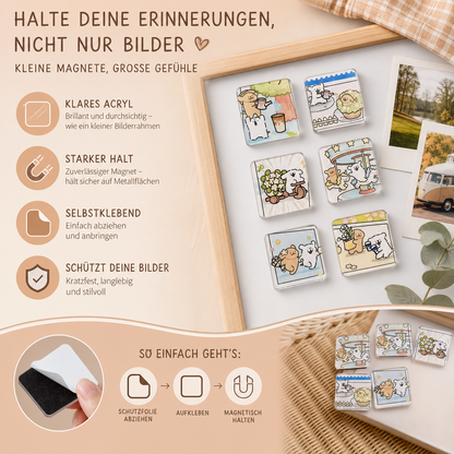 Klare magnetische Acryl-Fotorahmen mit selbstklebender Rückseite 5er Set