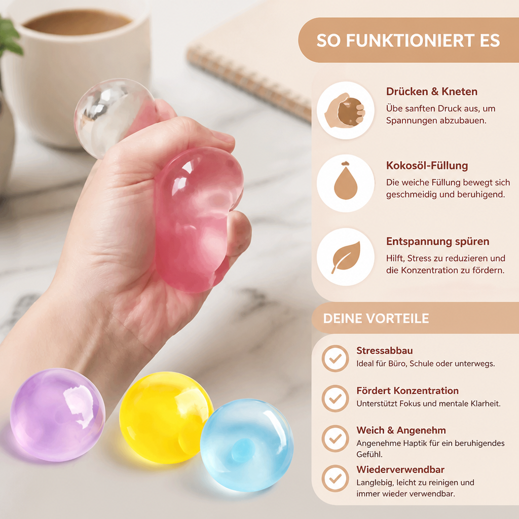 Stressball mit Kokosöl-Füllung – Weich & Entspannend
