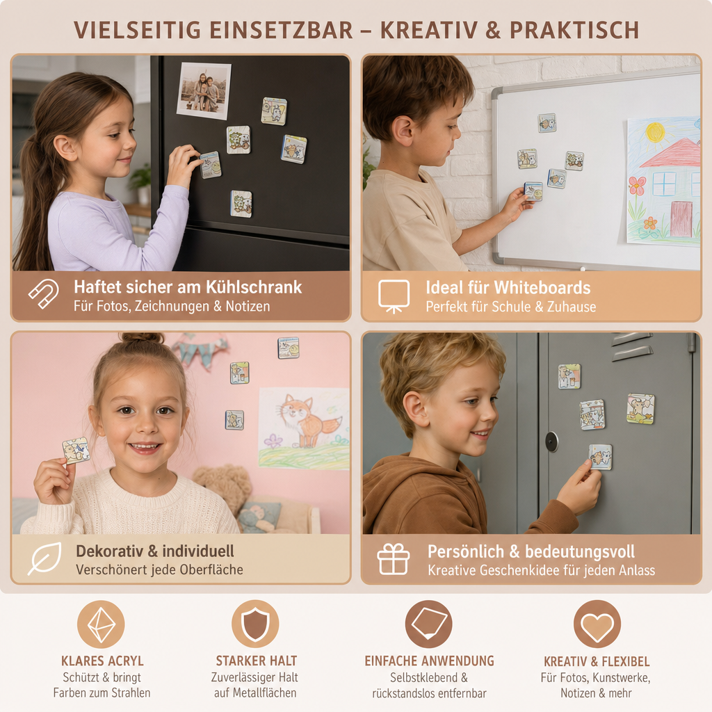 Klare magnetische Acryl-Fotorahmen mit selbstklebender Rückseite 5er Set