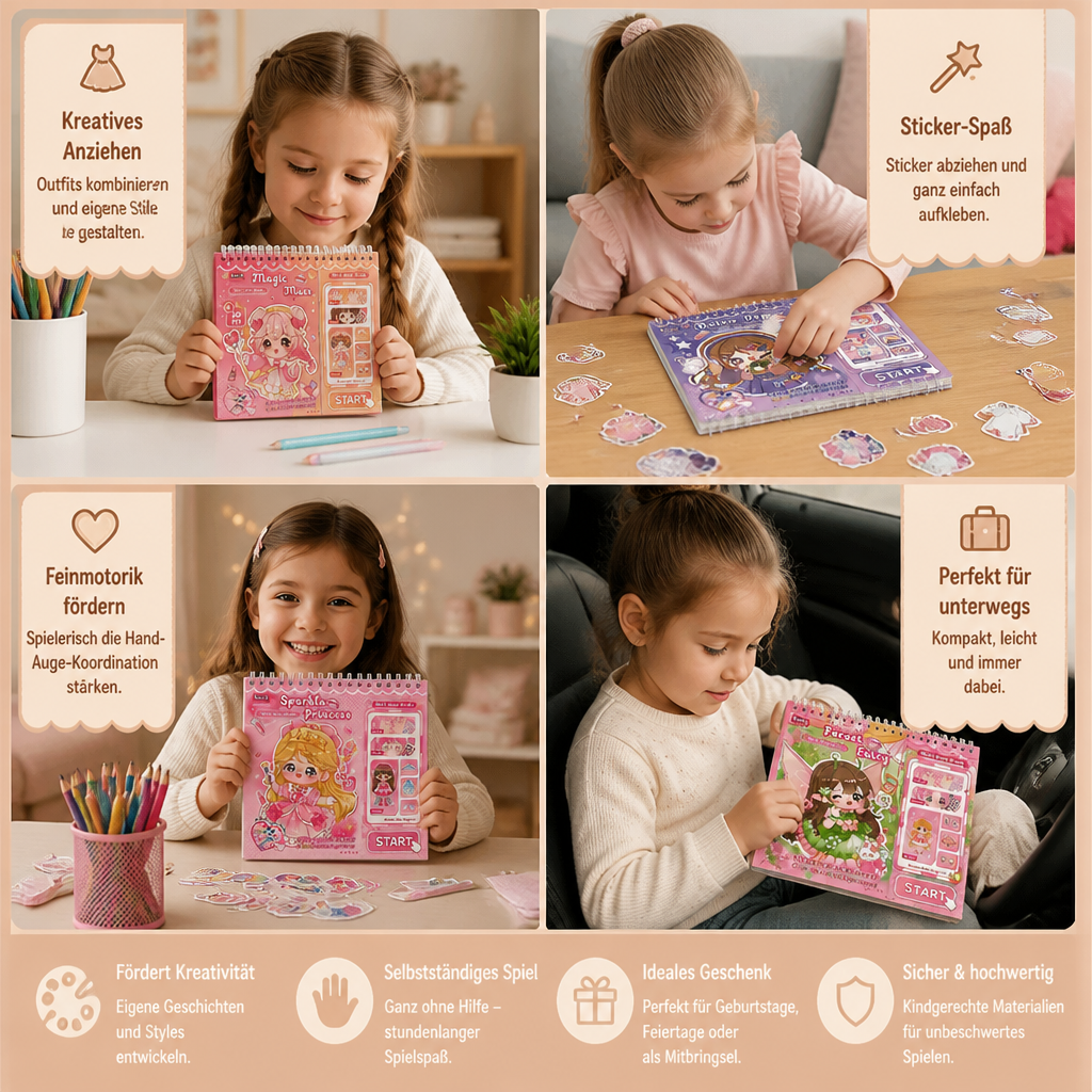 Prinzessinnen-Anzieh-Stickerbuch – Kreativer Stickerspaß für Kinder