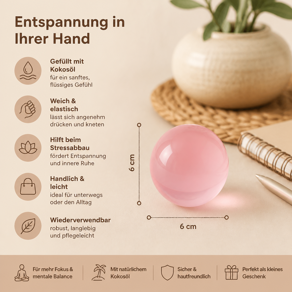 Stressball mit Kokosöl-Füllung – Weich & Entspannend