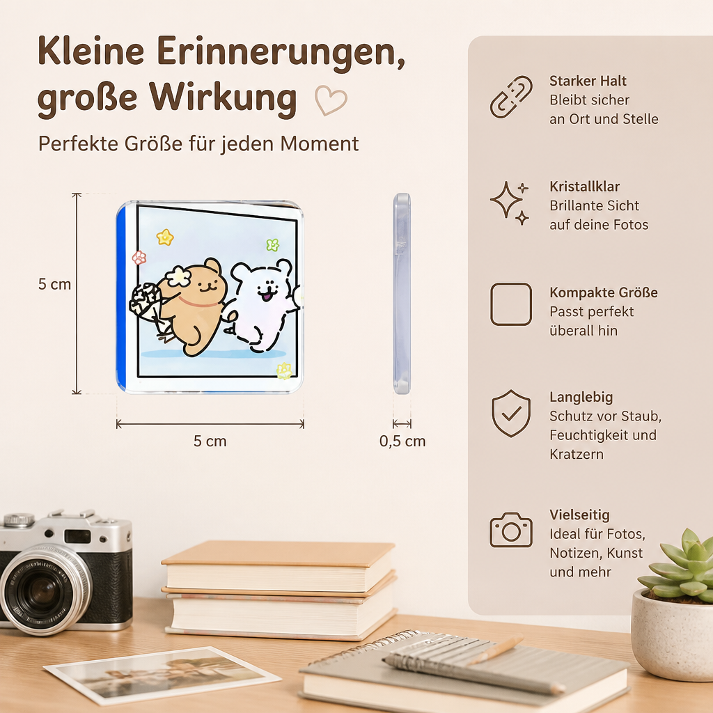 Klare magnetische Acryl-Fotorahmen mit selbstklebender Rückseite 5er Set
