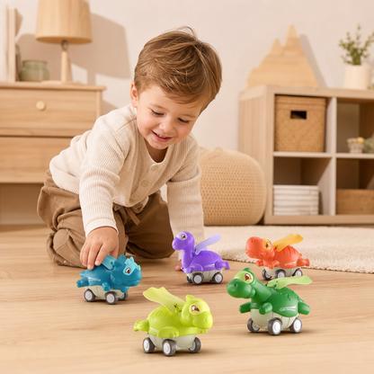 Press-&-Go-Dinoautos – Rollende Dinosaurier-Spielzeugautos für Kinder
